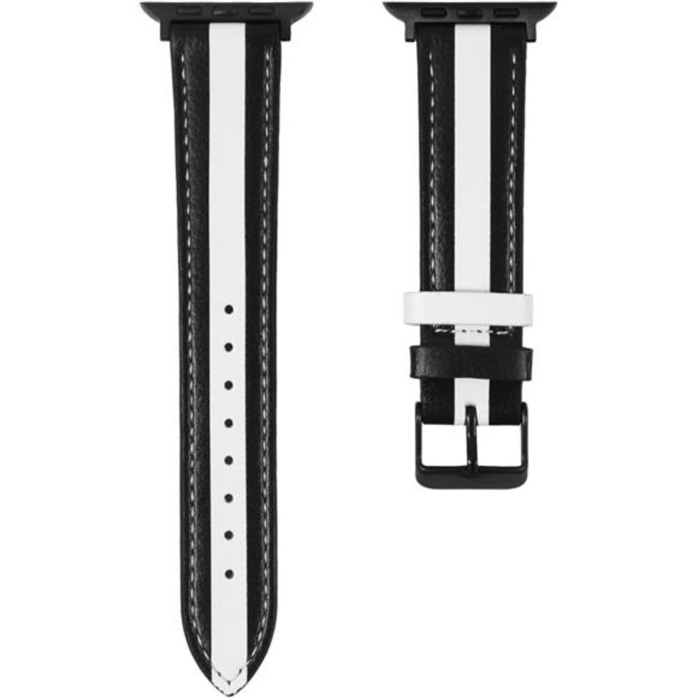 NEW Black/White Leather Apple Watch Band